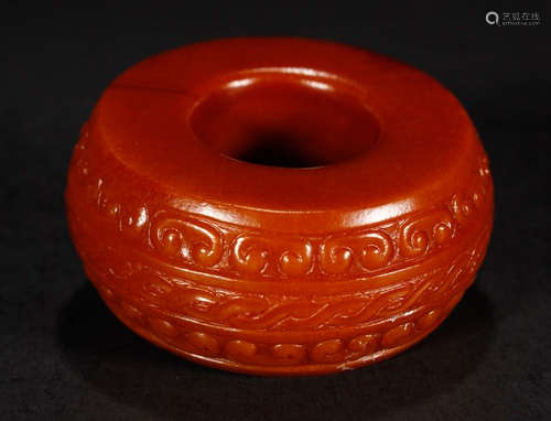 A HETIAN YELLOW JADE PENDANT CARVED WITH PATTERN