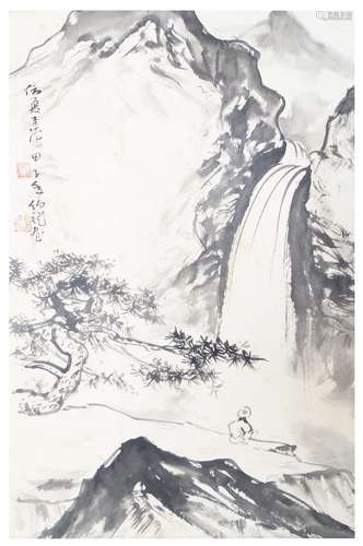 黑伯龙 山水 纸 轴