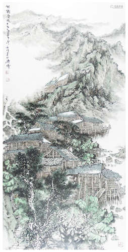 付海珠 山水 纸 框