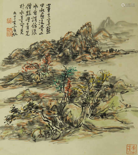 CHINESE PAINTING OF MOUNTAIN VIEWS BY HUANG BINHONG