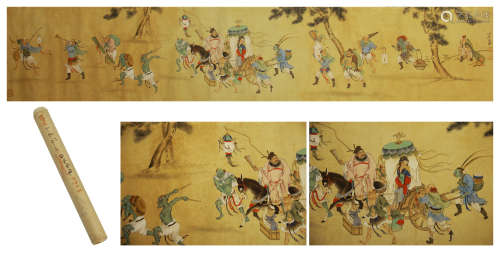 A CHINESE HANDSCROLL PAINTING OF ZHONG KUI MARRIED HIS SISTER
