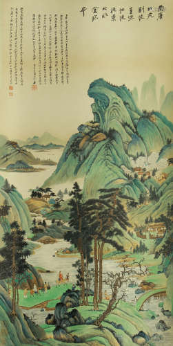 CHINESE PAINTING OF MOUNTAIN & CALLIGRAPHY BY ZHANG DAQIAN