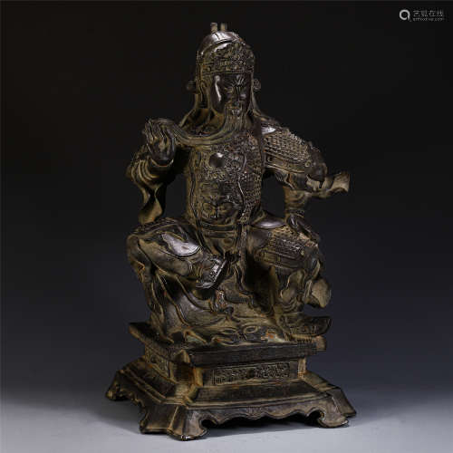 CHINESE BRONZE GUANGONG FIGURE STATUE