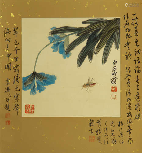 CHINESE PAINTING OF FLOWER AND INSECT BY QI BAISHI