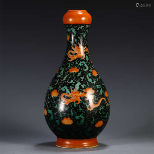 CHINESE PORCELAIN DRAGON PATTERN GARLIC MOUTH BOTTLE VASE