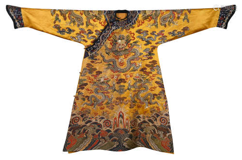CHINESE EMBROIDERY NINE DRAGONS TMPERIAL ROBE