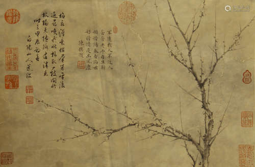 CHINESE PAINTING OF PLUM BLOSSOMMING ON PAPER