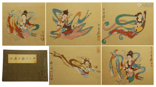 CHINESE PAINTING ALBUM OF FLYING BEAUTY BY ZHANG DAQIAN