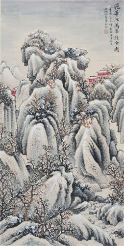 CHINESE PAINTING OF SNOW SIGHTS IN MOUNTAIN BY WU HUFAN