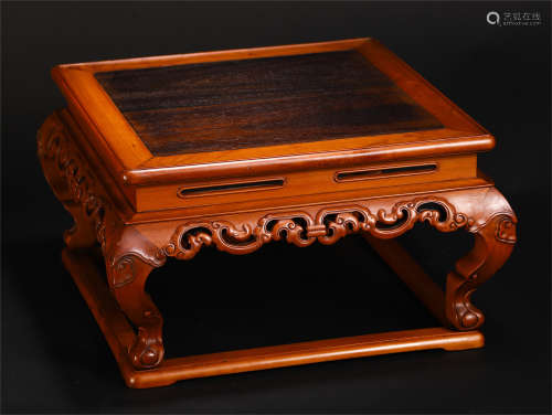 CHIINESE BOXWOOD CARVED OPENWORK SQUARE TEA TABLE