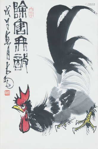 INK AND COLOR PAINTING OF ROOSTER BY CHEN DAYU