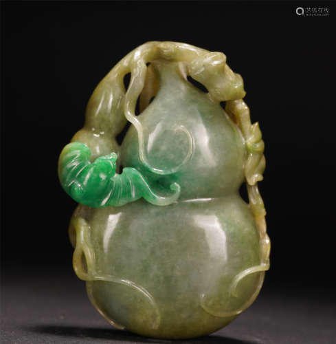 A CHINESE GOURD FULU JADEITE TABLE ITEM