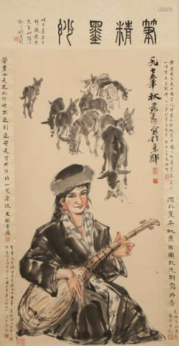 CHINESE SCROLL PAINTING OF A GROUP OF DOUKEYS BY HUANGZHOU