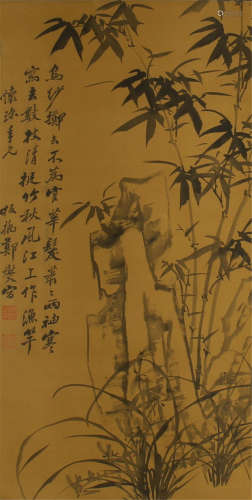A CHINESE VERTICAL SCROLL OF PAINTING BAMBOO BY ZHENG BANQIAO