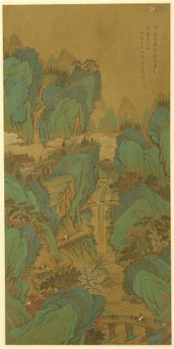 A CHINESE VERTICAL SCROLL OF PAINTING MOUNTAIN BY DONG BANGDA