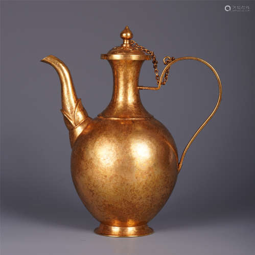 A CHINESE GILT SILVER KETTLE
