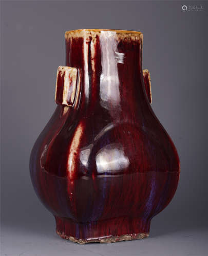 A CHINESE WARE RED GLAZE PORCELAIN ARROW ZUN VASE