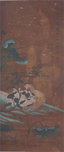 A CHINESE VERTICAL SCROLL OF PAINTING WILD GOOSE BY HUANG JUCAI