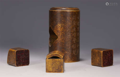 A SET OF CHINESE COPPER COMBINATION SEAL