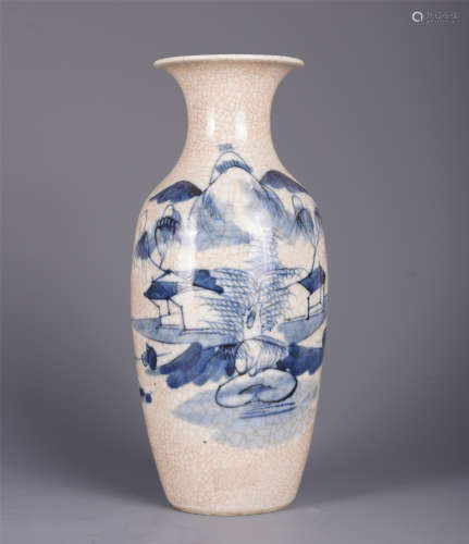 A CHINESE BLUE AND WHITE PORCELAIN VIEWS VASE