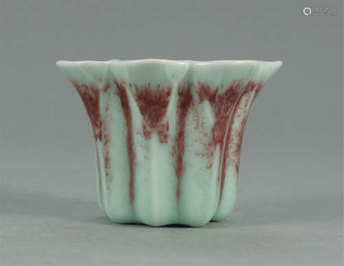 A CHINESE PORCELAIN ALUM RED OGEE FORM BOWL