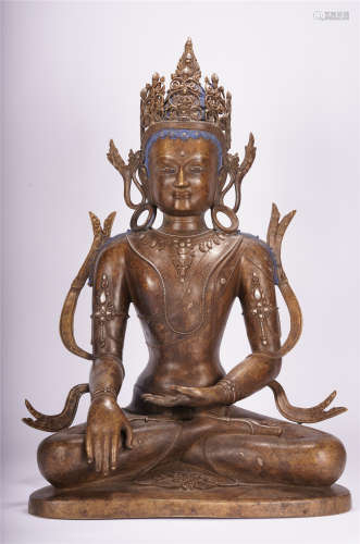 TIBETAN ALLOY COPPER SAKYAMUNI BUDDHA SEATED STATUE