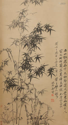 A CHINESE VERTICAL SCROLL PAINTING OF BAMBOO BY ZHENG BANQIAO
