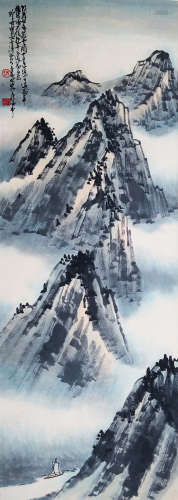 A CHINESE VERTICAL SCROLL OF PAINTING MOUNTAINS BY ZHAO SHAOANG