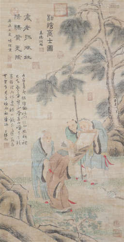 A CHINESE VERTICAL SCROLL OF PAINTING FIGURE STORY BY YANGJIN