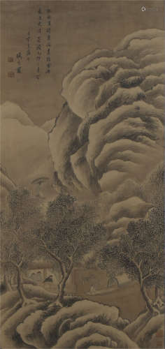 A CHINESE SCROLL PAINTING OF GAOSHI IN MOUNTAIN AND FOREST BY SHENG MAOYE