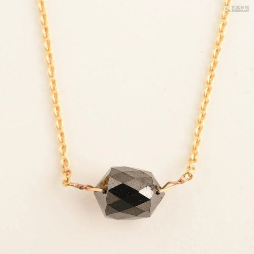 Black Diamond, 18k Yellow Gold Necklace.