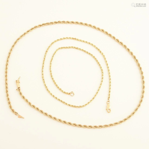 Collection of Two 14k Yellow Gold Neck Chains.