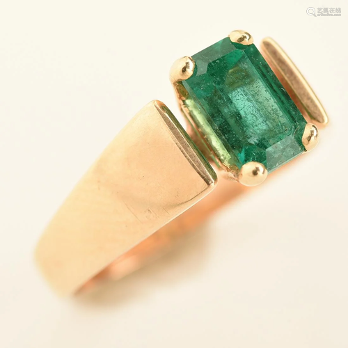 Emerald, 14k Yellow Gold Ring.