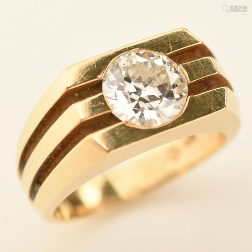 Men's Diamond, 14k Yellow Gold Ring.