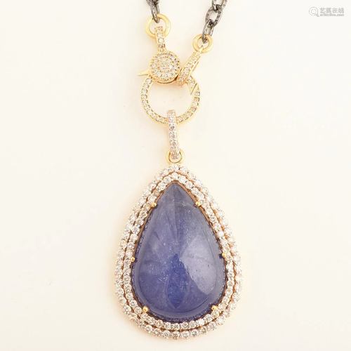 Tanzanite, Diamond, 18k Yellow Gold, Sterling Silver