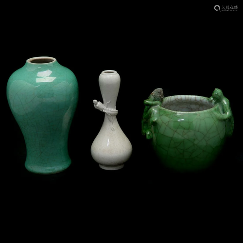 Three Chinese Monochrome Porcelains