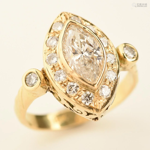 Diamond, 18k Yellow Gold Ring.