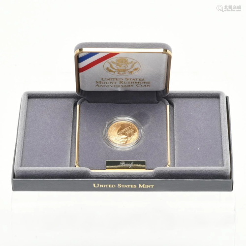 U.S. 1991 Mt. Rushmore $5 Gold Proof Coin