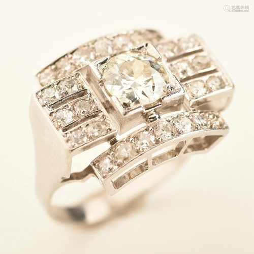 Art Deco Diamond, Platinum Ring.