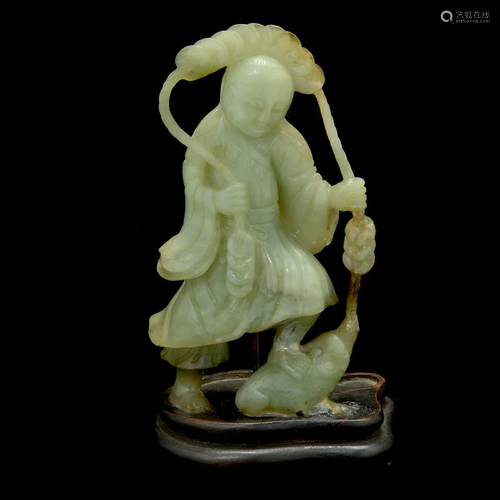 Chinese Carved Jade Figure of Liu Hai and Toad