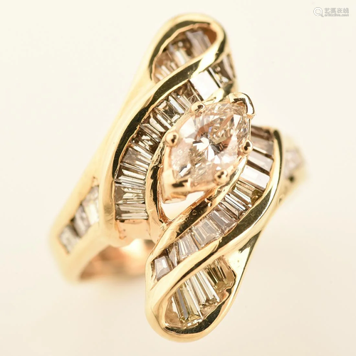 Diamond, 14k Yellow Gold Ring.