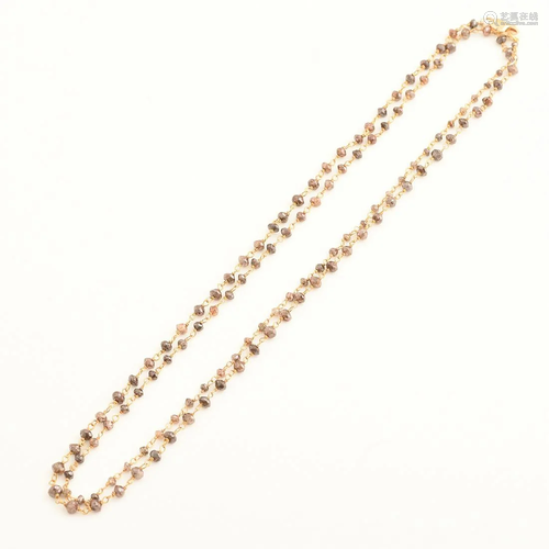 Diamond Bead, 14k Yellow Gold Necklace.