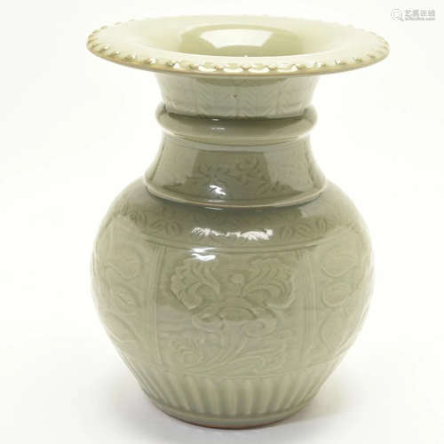 Large Chinese Longquan Celadon Glaze Vase