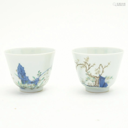 Two Chinese Famille-Verte Floral Cups.