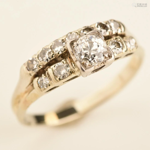 Diamond, 14k White Gold Wedding Ring Set.