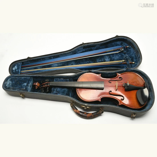 AndrÃˆ Coinus Labeled Violin with Two Bows.