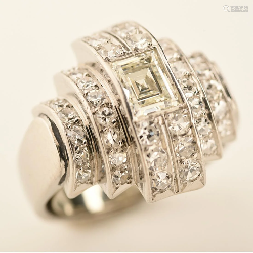 Art Deco Diamond, Platinum Ring.