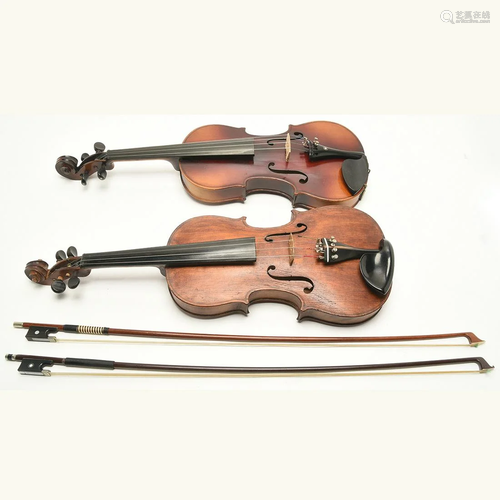 Two Violins with Stradivarius Labels and Two B…