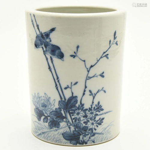 Chinese Blue and White Porcelain Brush Holder