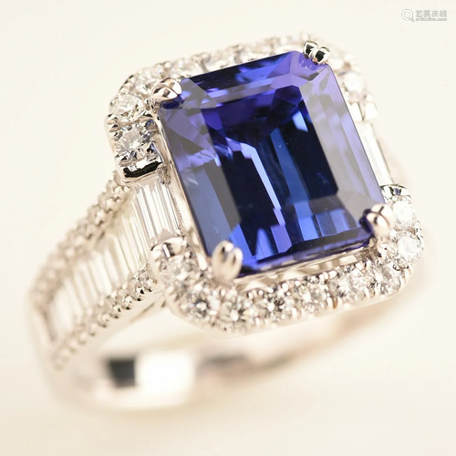 Tanzanite, Diamond, 18k White Gold Ring.